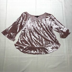 Zac & Rachel Blush Pink Crushed Velvet Bell Sleeve Blouse Women’s LP Whimsical